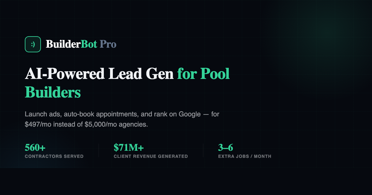 BuilderBot Pro — #1 AI Marketing Platform for Pool Builders